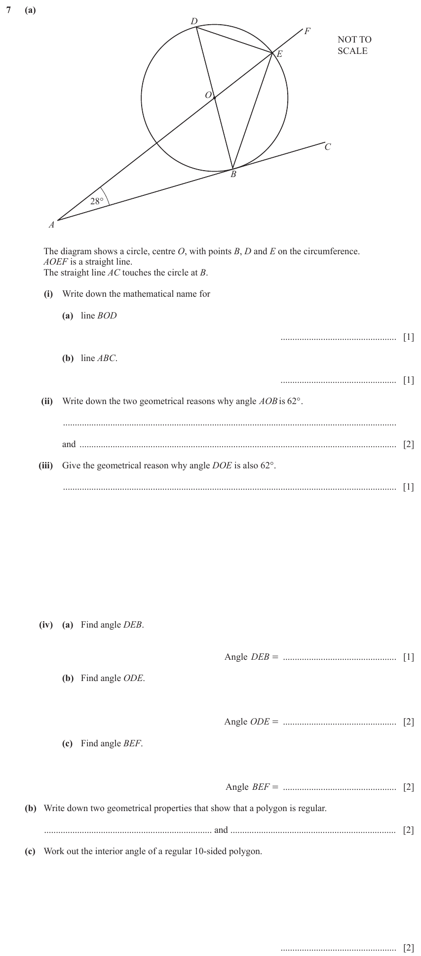 IGCSE Mathematics 0580 May/June 2023 Paper 31 Question 7 – Geometry, Angles using geometrical properties, 14 marks