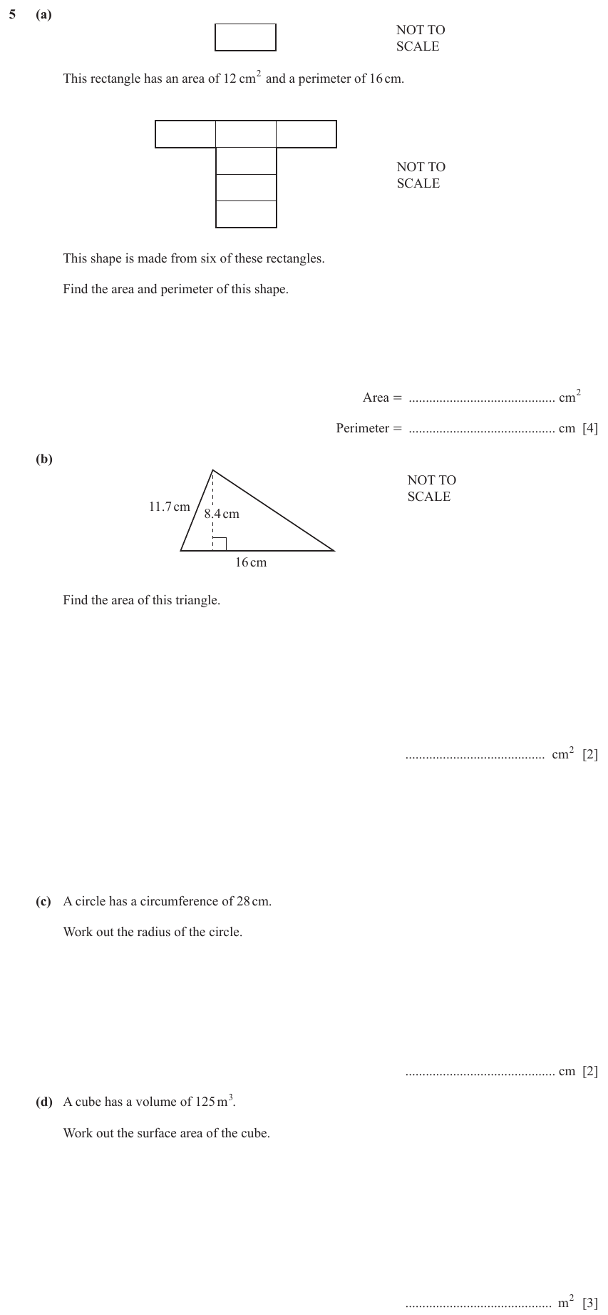IGCSE Mathematics 0580 May/June 2023 Paper 32 Question 5 – Mensuration, Perimeter, Area and Volume, 11 marks