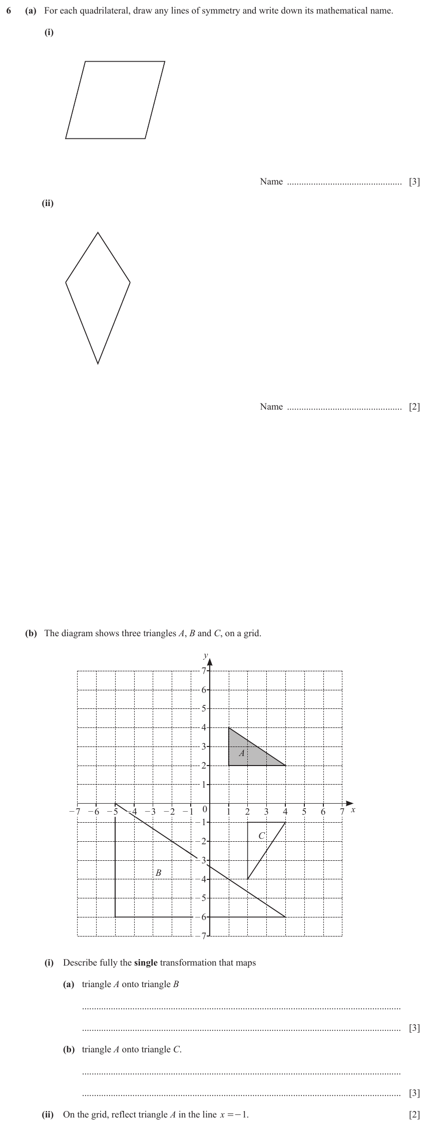IGCSE Mathematics 0580 May/June 2023 Paper 32 Question 6 – Geometry, Geometrical terms and vocabulary, 13 marks