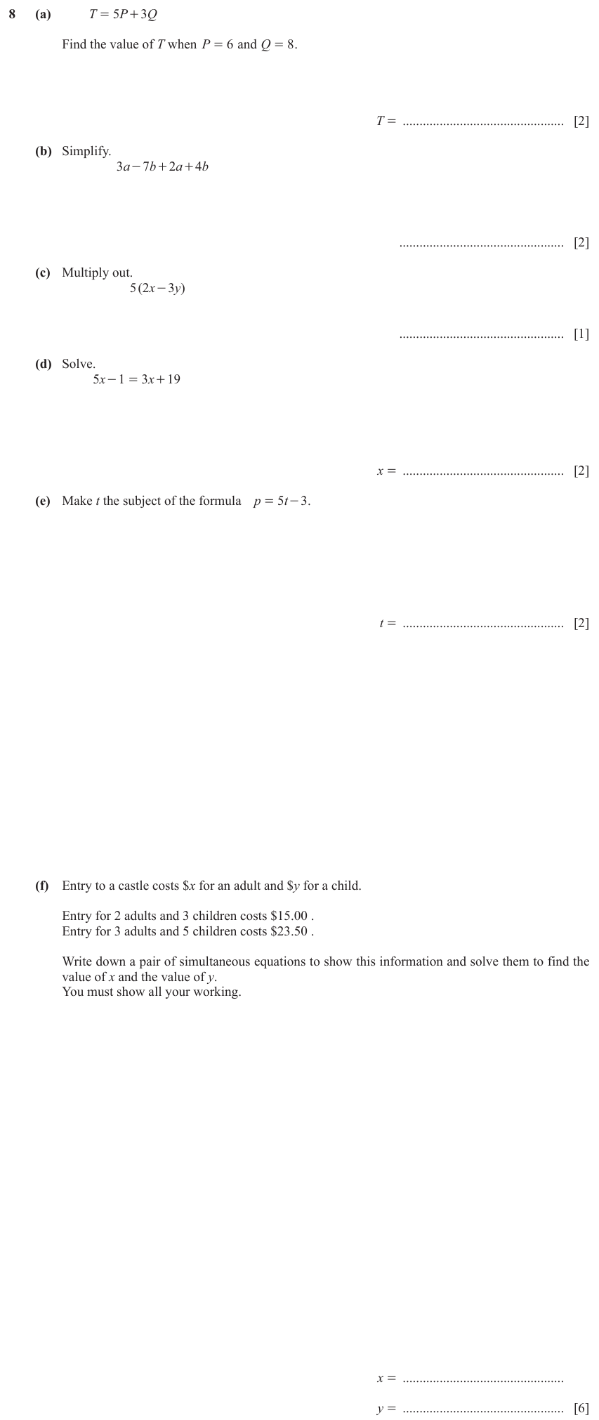 IGCSE Mathematics 0580 May/June 2023 Paper 32 Question 8 – Numbers, The four rules, 15 marks