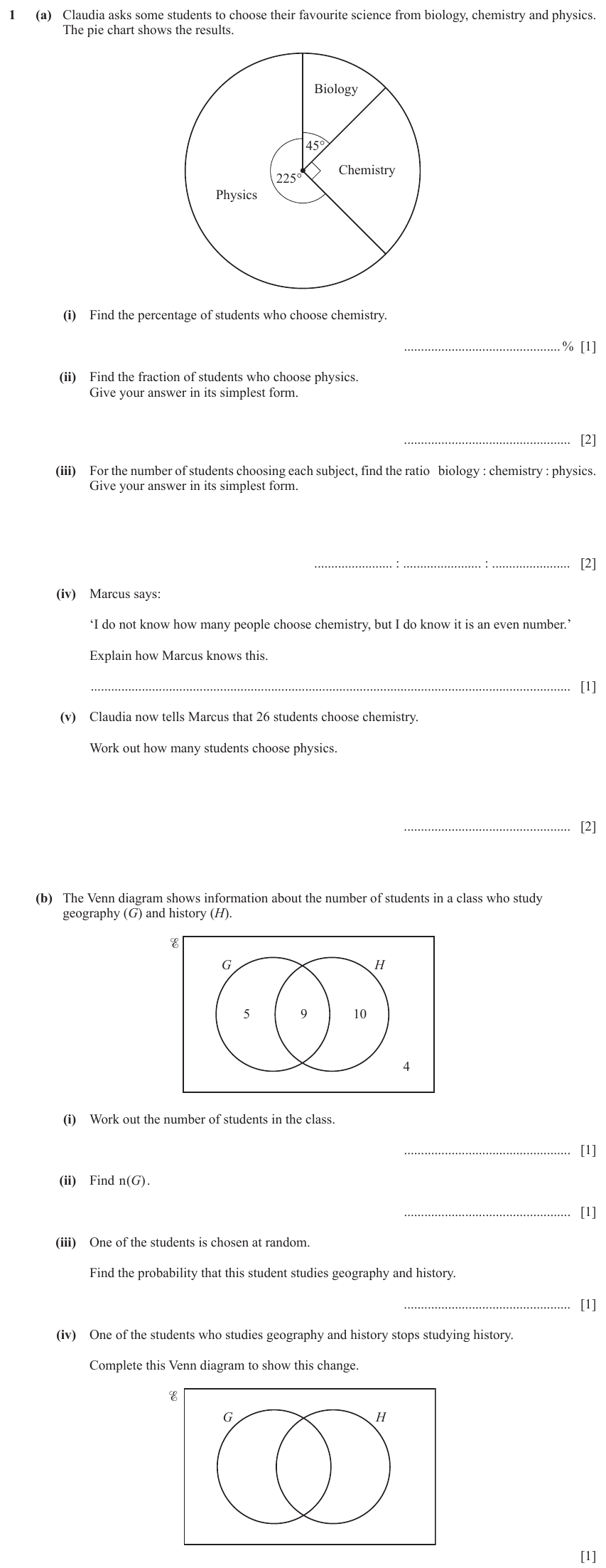 IGCSE Mathematics 0580 May/June 2023 Paper 33 Question 1 – Statistics, Statistical graphs, 12 marks