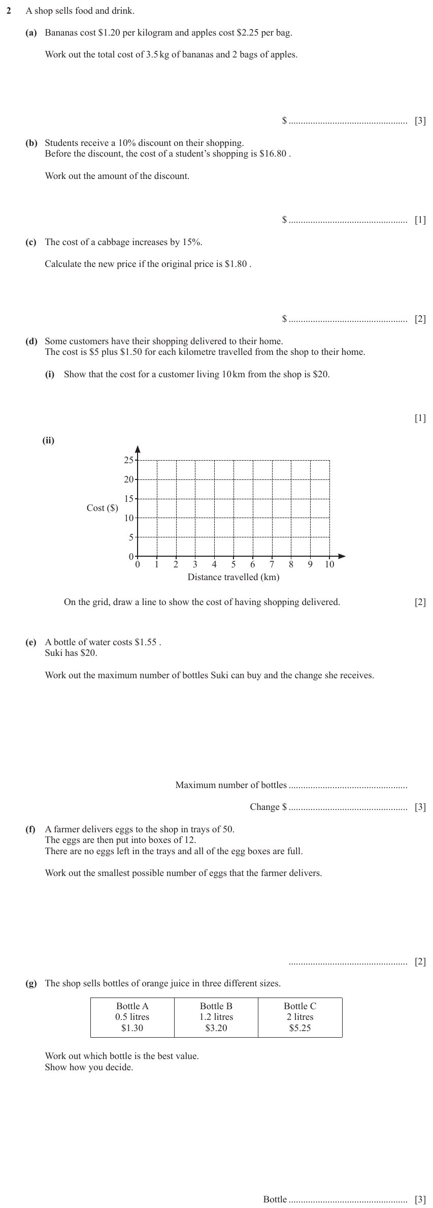 IGCSE Mathematics 0580 May/June 2023 Paper 33 Question 2 – Numbers, The four rules, 17 marks