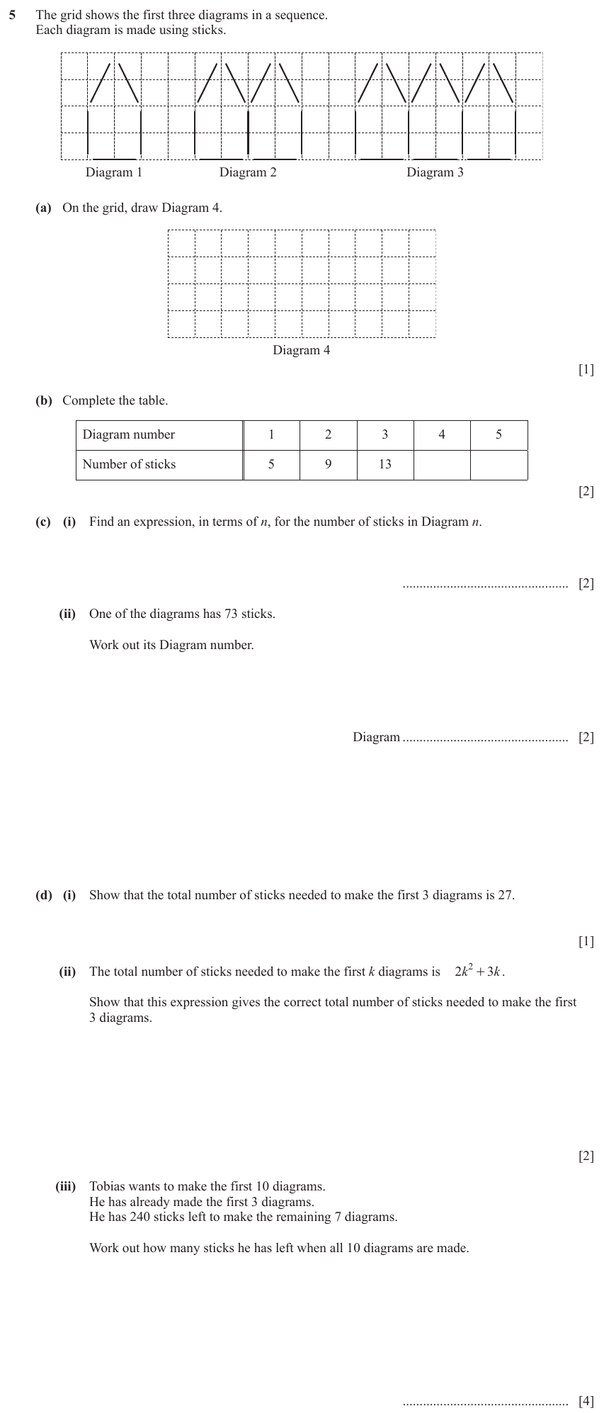 IGCSE Mathematics 0580 May/June 2023 Paper 33 Question 5 – Algebra, Sequences, 14 marks