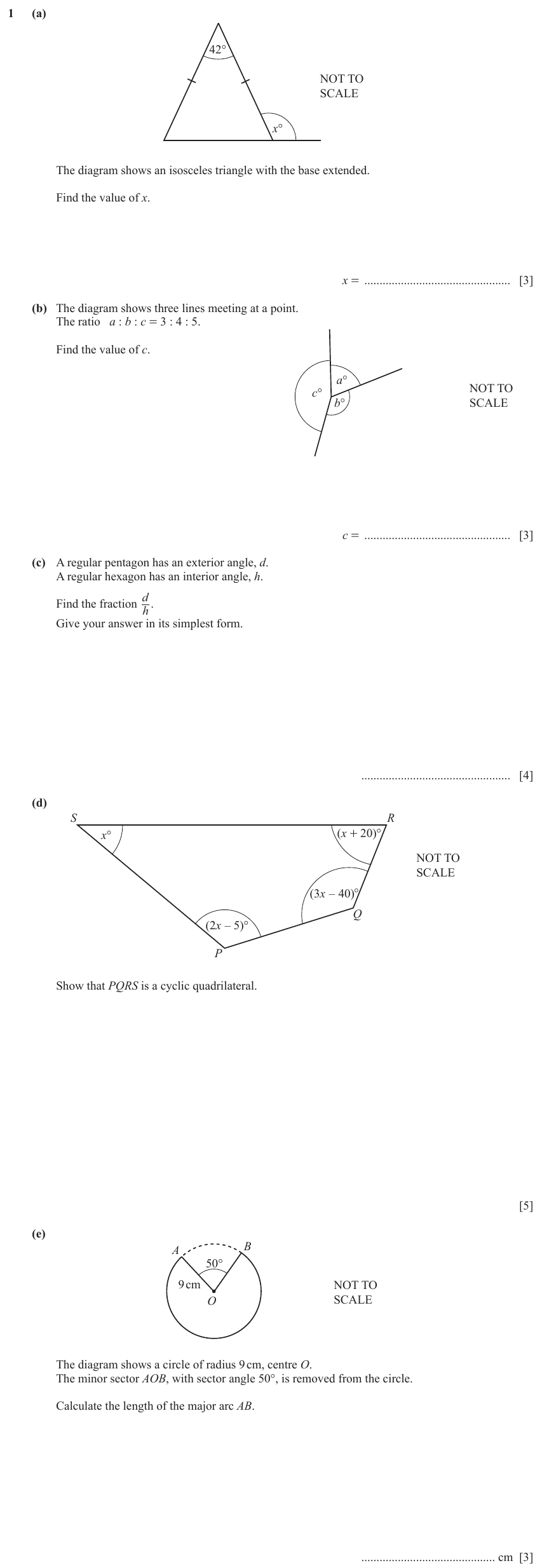 IGCSE Mathematics 0580 May/June 2023 Paper 42 Question 1 – Geometry, Geometrical terms and vocabulary, 18 marks