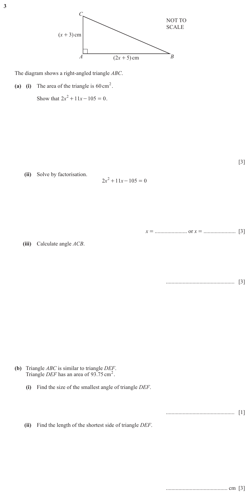 IGCSE Mathematics 0580 May/June 2023 Paper 42 Question 3 – Trigonometry, Right angled triangles, 13 marks
