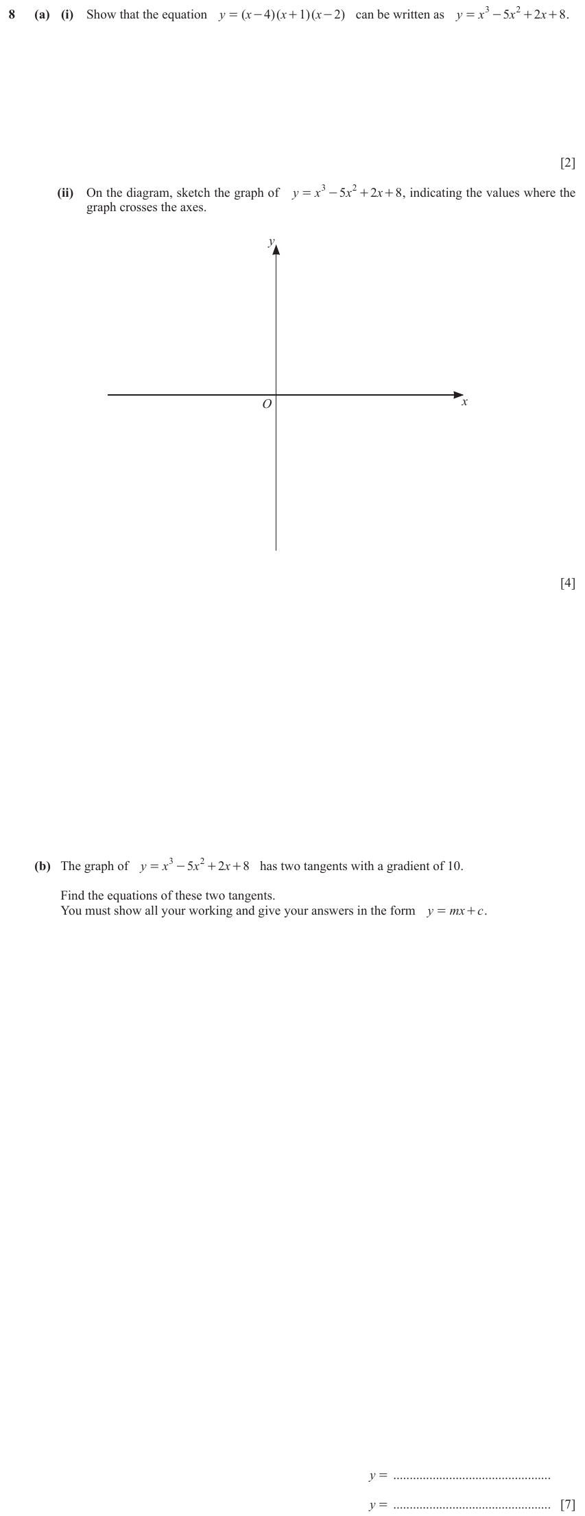IGCSE Mathematics 0580 May/June 2023 Paper 42 Question 8 – Functions and Graphs, Graphs of functions, 13 marks