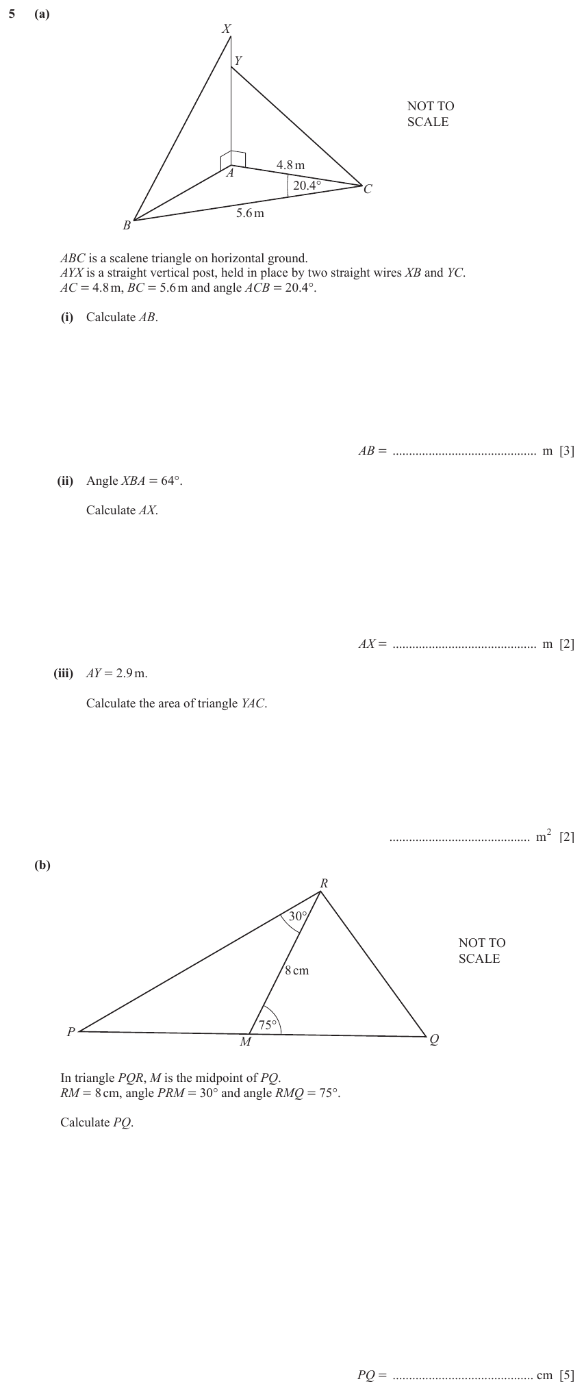 IGCSE Mathematics 0580 May/June 2023 Paper 43 Question 5 – Vectors, Vectors (basic), 12 marks