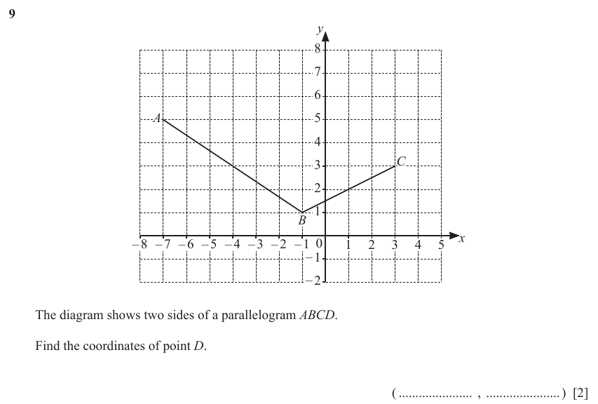 IGCSE Mathematics 0580 May/June 2024 Paper 11 Question 9 – Geometry, Geometrical terms and vocabulary, 2 marks