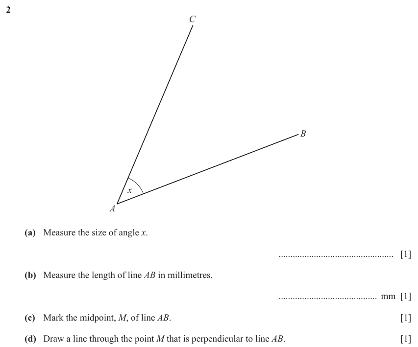 IGCSE Mathematics 0580 May/June 2024 Paper 12 Question 2 – Geometry, Geometrical terms and vocabulary, 4 marks