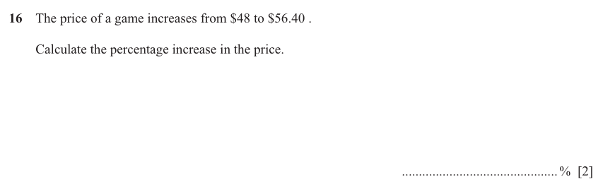 IGCSE Mathematics 0580 May/June 2024 Paper 13 Question 16 – Numbers, Fractions, decimals and percentages, 2 marks