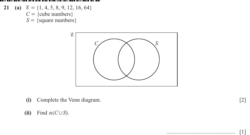 IGCSE Mathematics 0580 May/June 2024 Paper 13 Question 21 – Numbers, Sets and Venn Diagram (non calculator), 4 marks