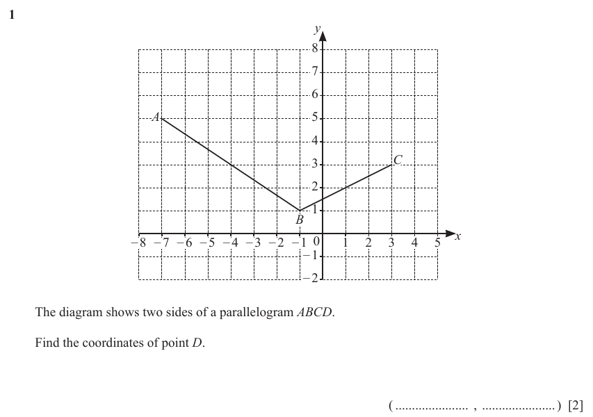 IGCSE Mathematics 0580 May/June 2024 Paper 21 Question 1 – Geometry, Geometrical terms and vocabulary, 2 marks