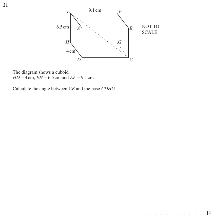 IGCSE Mathematics 0580 May/June 2024 Paper 21 Question 21 – Geometry, Geometrical terms and vocabulary, 4 marks