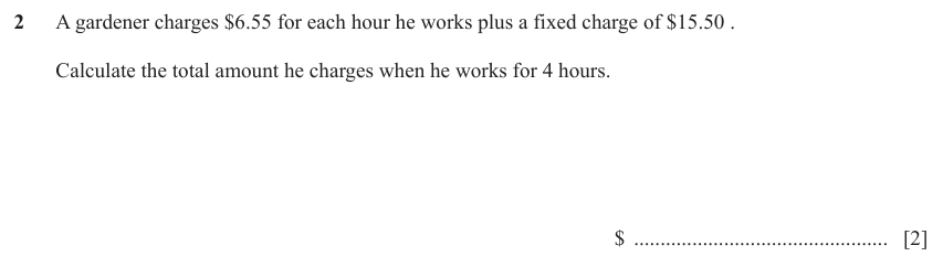 IGCSE Mathematics 0580 May/June 2024 Paper 22 Question 2 – Numbers, The four rules, 2 marks