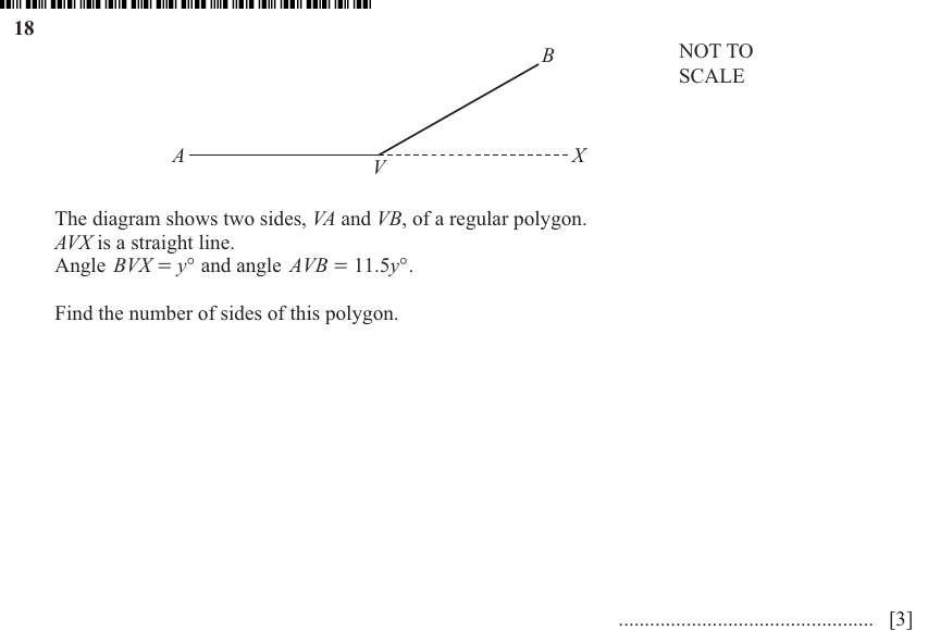 IGCSE Mathematics 0580 May/June 2024 Paper 23 Question 18 – Geometry, Angles using geometrical properties, 3 marks