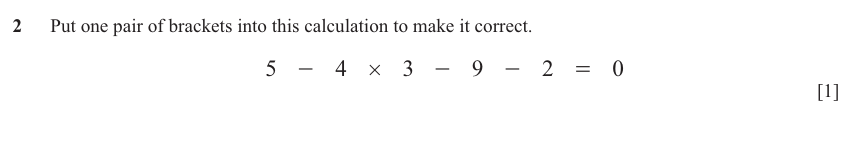 IGCSE Mathematics 0580 May/June 2024 Paper 23 Question 2 – Numbers, The four rules, 1 marks