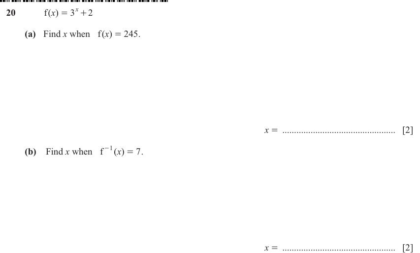 IGCSE Mathematics 0580 May/June 2024 Paper 23 Question 20 – Functions and Graphs, Graphs of functions, 4 marks