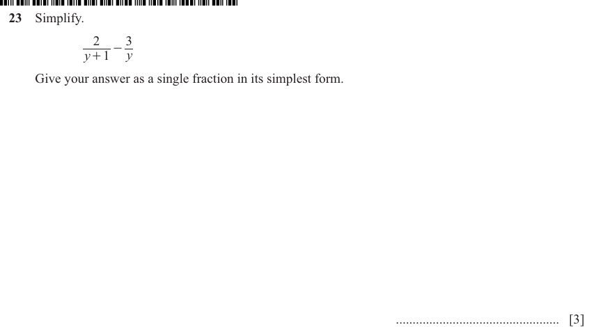 IGCSE Mathematics 0580 May/June 2024 Paper 23 Question 23 – Algebra, Basic algebra, 3 marks