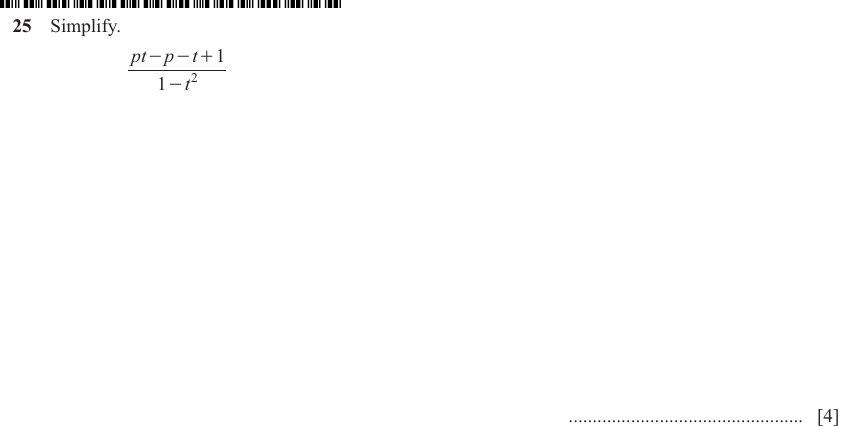 IGCSE Mathematics 0580 May/June 2024 Paper 23 Question 25 – Algebra, Basic algebra, 4 marks