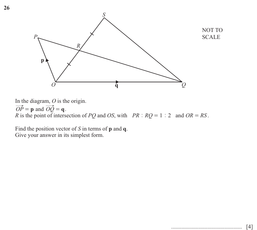 IGCSE Mathematics 0580 May/June 2024 Paper 23 Question 26 – Vectors, Further vectors (vector combinations), 4 marks