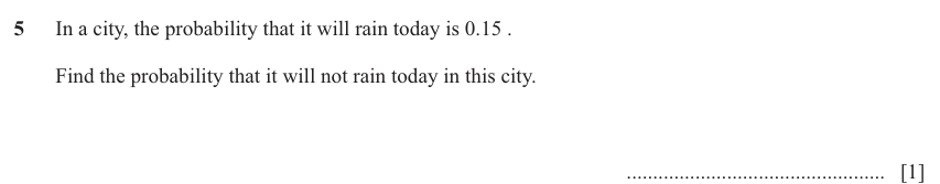 IGCSE Mathematics 0580 May/June 2024 Paper 23 Question 5 – Probability, General, 1 marks