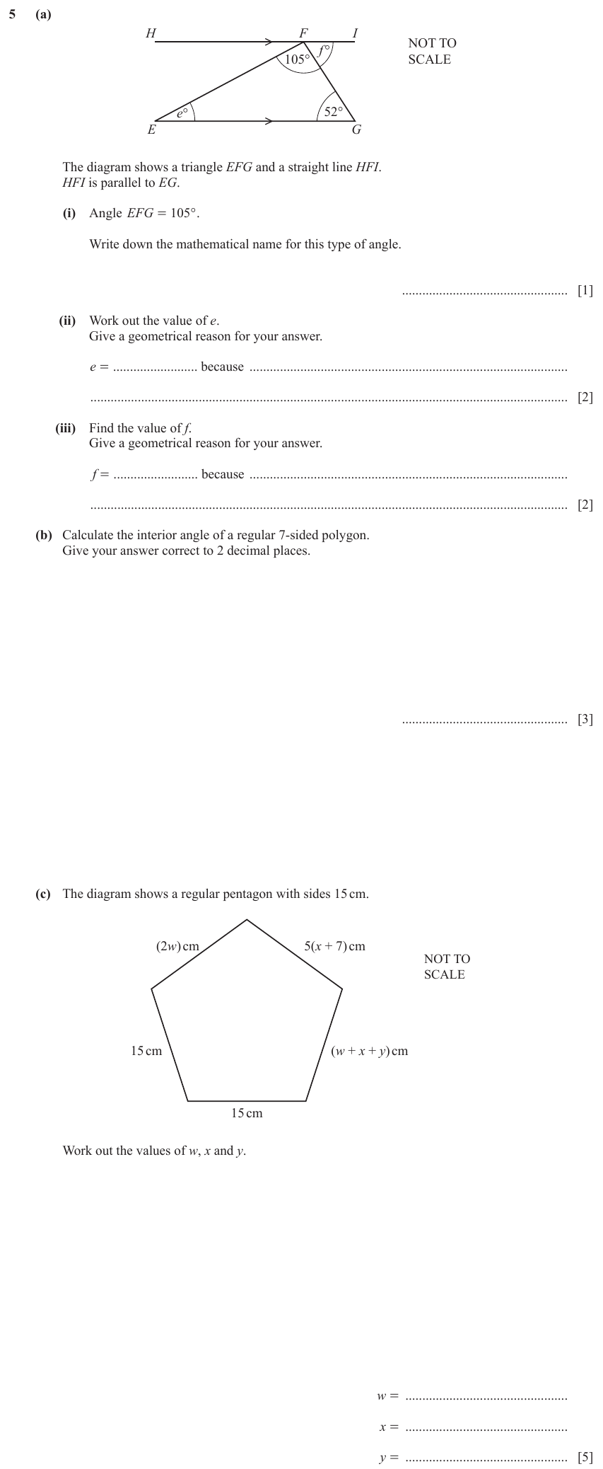 IGCSE Mathematics 0580 May/June 2024 Paper 31 Question 5 – Geometry, Angles using geometrical properties, 13 marks