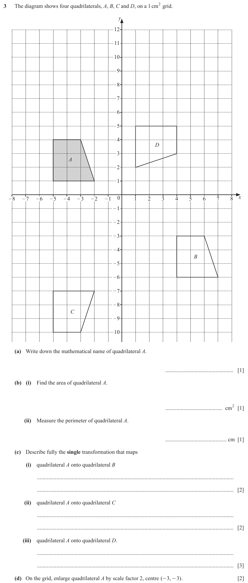 IGCSE Mathematics 0580 May/June 2024 Paper 32 Question 3 – Geometry, Geometrical terms and vocabulary, 12 marks