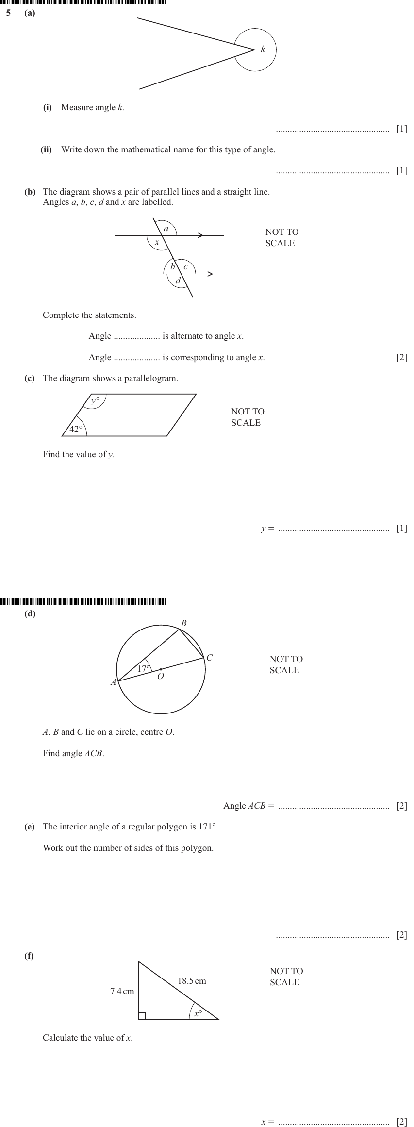 IGCSE Mathematics 0580 May/June 2024 Paper 33 Question 5 – Geometry, Geometrical terms and vocabulary, 11 marks