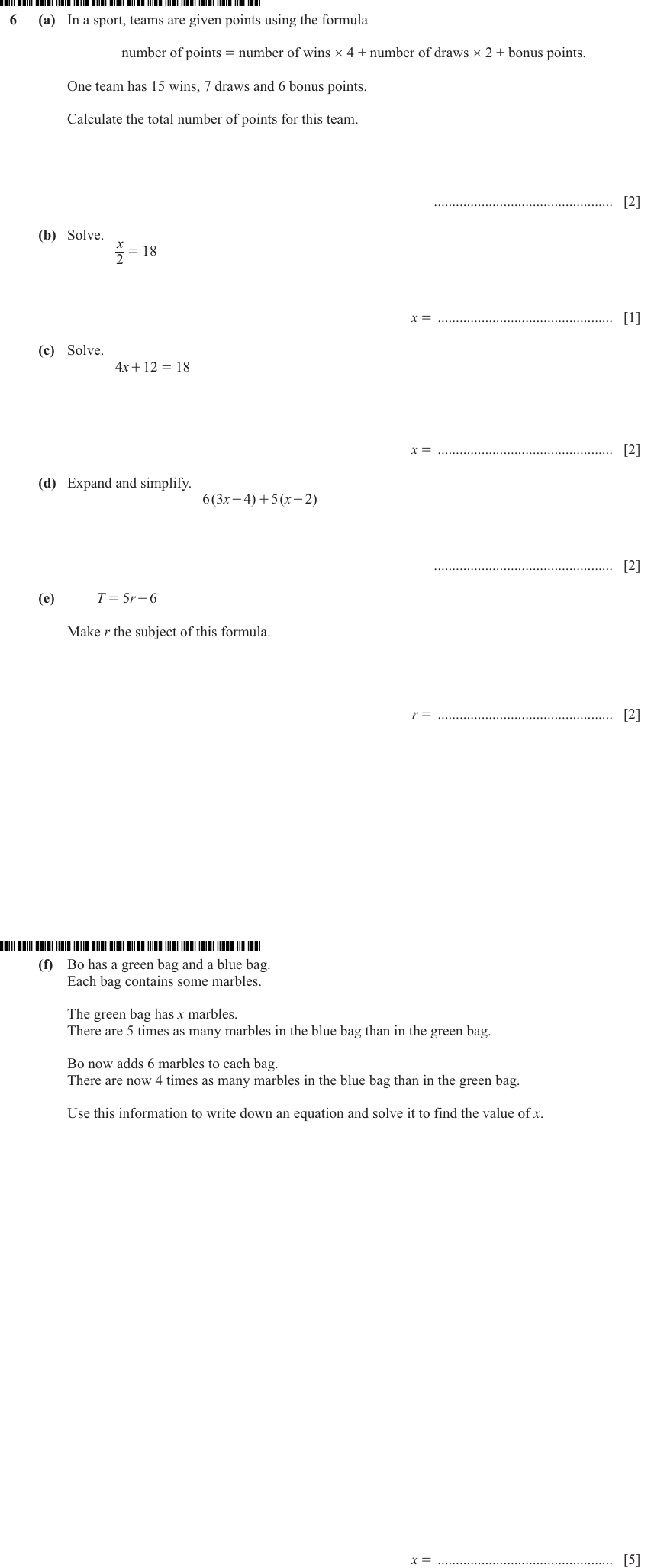 IGCSE Mathematics 0580 May/June 2024 Paper 33 Question 6 – Numbers, The four rules, 14 marks