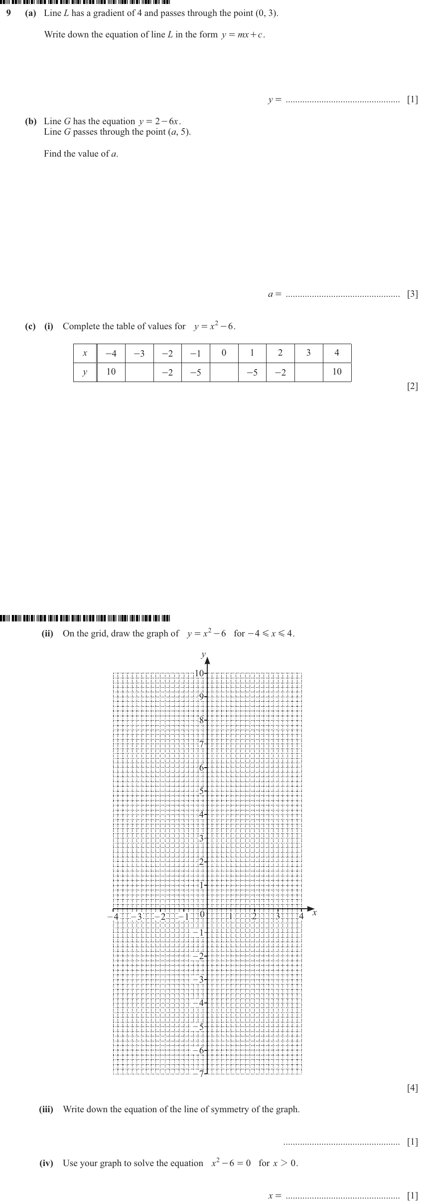 IGCSE Mathematics 0580 May/June 2024 Paper 33 Question 9 – Co-ordinate geometry, Equation of a straight line, 12 marks