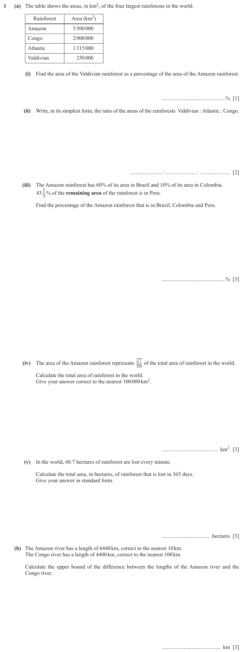 IGCSE Mathematics 0580 May/June 2024 Paper 41 Question 1 – Numbers, Indices, 15 marks