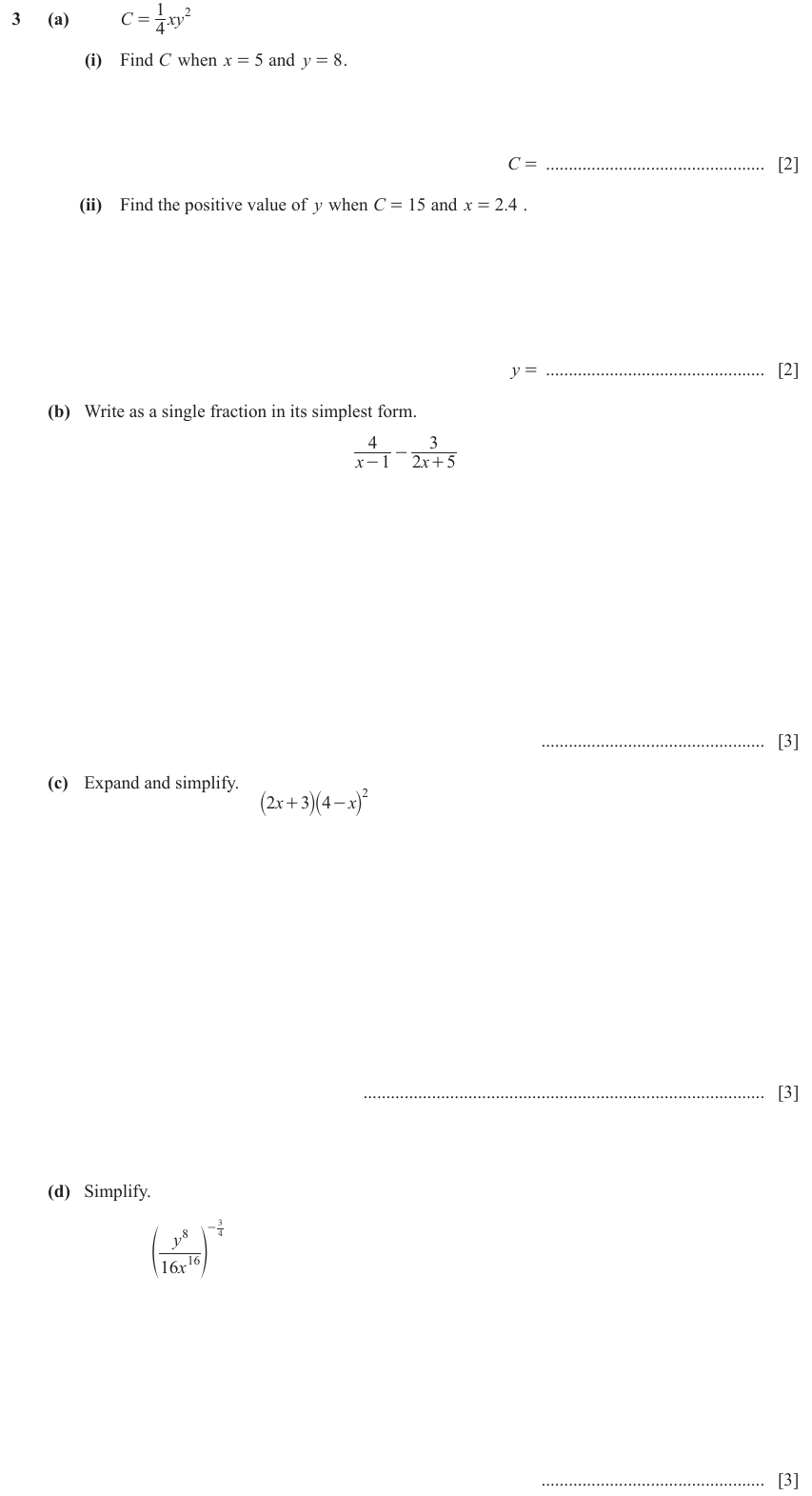IGCSE Mathematics 0580 May/June 2024 Paper 41 Question 3 – Numbers, The four rules, 13 marks