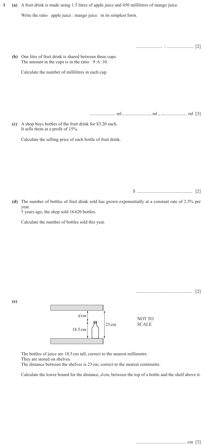 IGCSE Mathematics 0580 May/June 2024 Paper 42 Question 1 – Numbers, The four rules, 12 marks