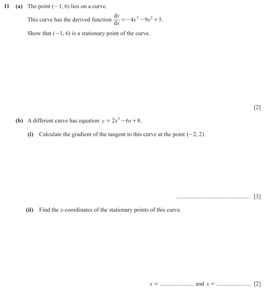 IGCSE Mathematics 0580 May/June 2024 Paper 42 Question 11 – Co-ordinate geometry, Cartesian coordinates (2D), 7 marks