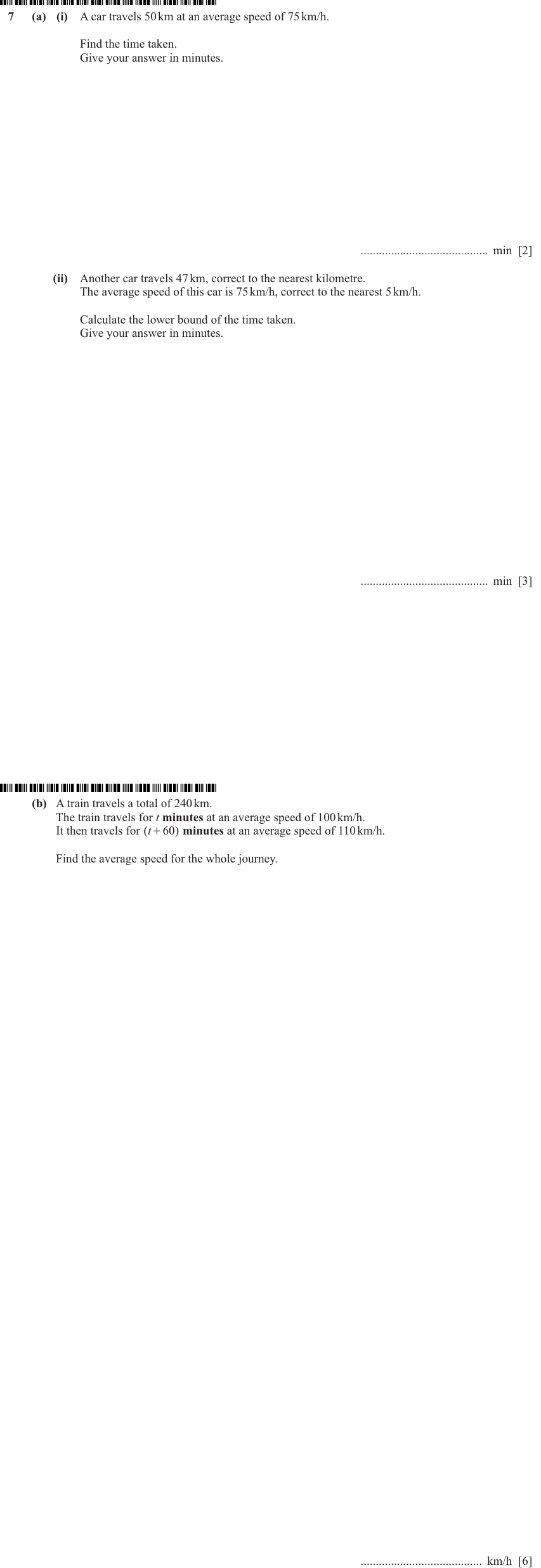 IGCSE Mathematics 0580 May/June 2024 Paper 43 Question 7 – Numbers, Bounds, 11 marks