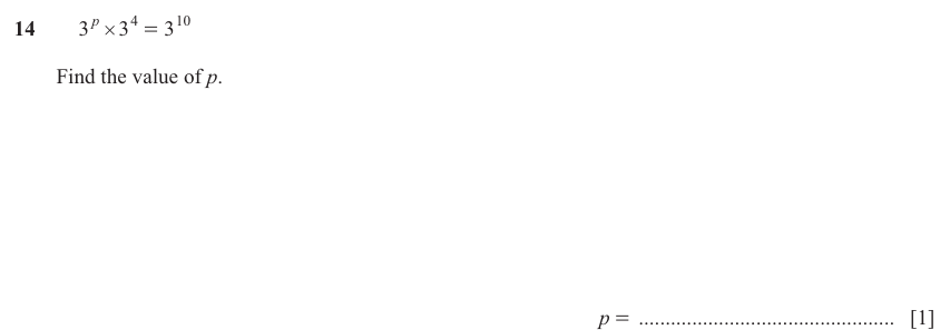 IGCSE Mathematics 0580 May/June 2025 Paper 11 Question 14 – Numbers, Indices, 1 marks
