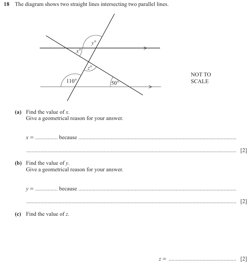 IGCSE 0580 Jun 2025 Paper 11 Question 18 — Angles using geometrical properties (Core, 6 marks)