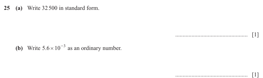 IGCSE 0580 Jun 2025 Paper 11 Question 25 — Indices (Core, 2 marks)