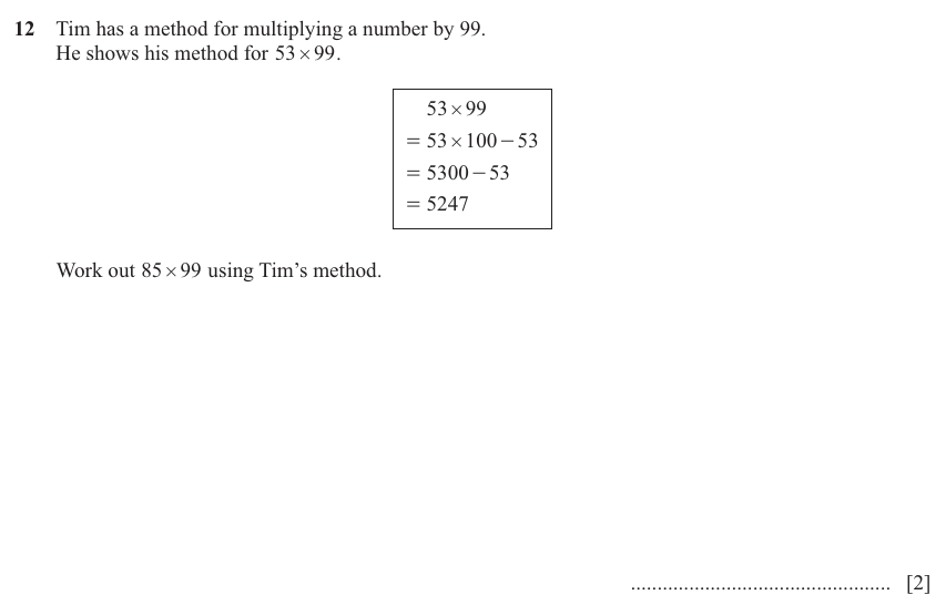 IGCSE 0580 Jun 2025 Paper 12 Question 12 — Indices (Core, 2 marks)
