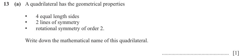 IGCSE 0580 Jun 2025 Paper 12 Question 13 — Symmetry (Core, 6 marks)