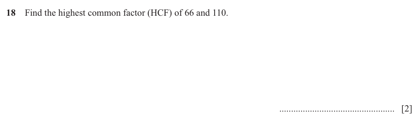 IGCSE Mathematics 0580 May/June 2025 Paper 12 Question 18 – Numbers, The four rules, 2 marks