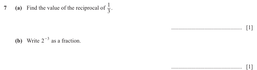 IGCSE Mathematics 0580 May/June 2025 Paper 12 Question 7 – Numbers, Operations with fractions (non calculator), 2 marks