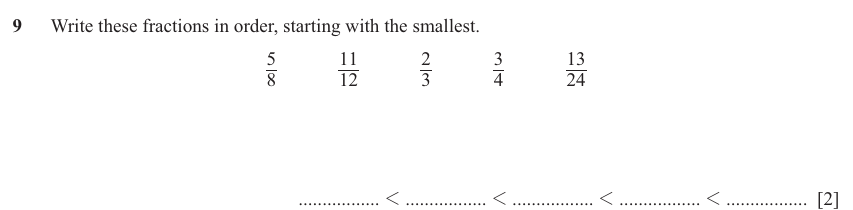 IGCSE 0580 Jun 2025 Paper 12 Question 9 — Order quantities (Core, 2 marks)