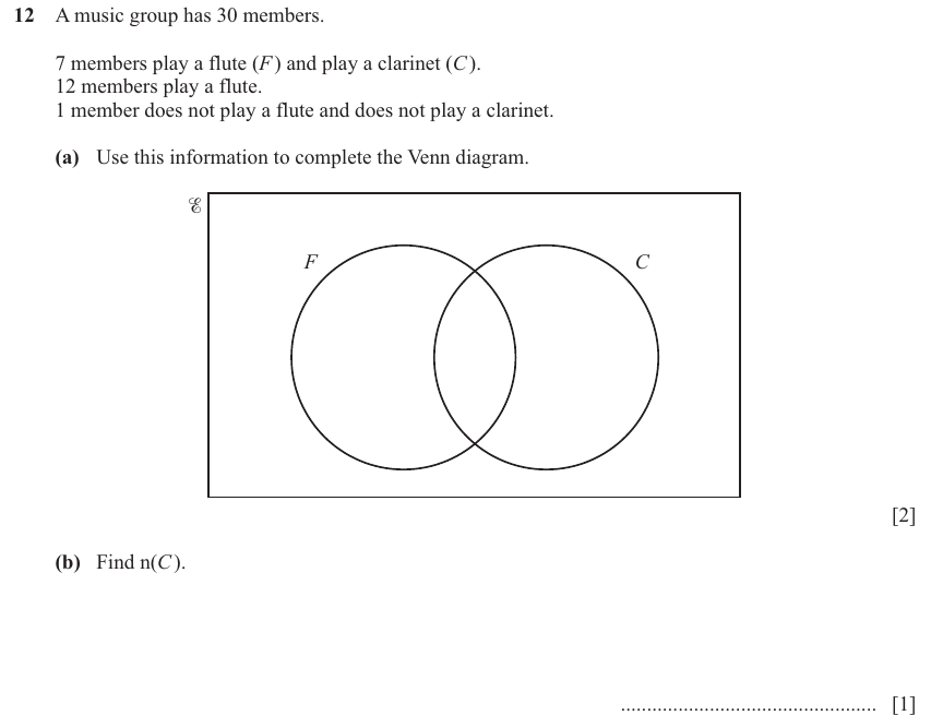 IGCSE 0580 Jun 2025 Paper 13 Question 12 — Sets and Venn Diagram (non calculator) (Core, 3 marks)