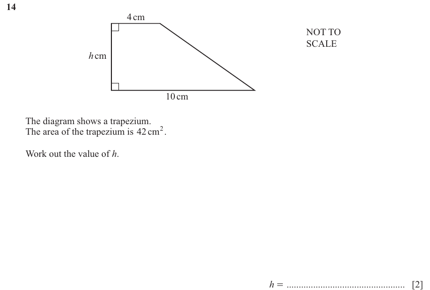 IGCSE Mathematics 0580 May/June 2025 Paper 13 Question 14 – Mensuration, Perimeter, Area and Volume, 2 marks