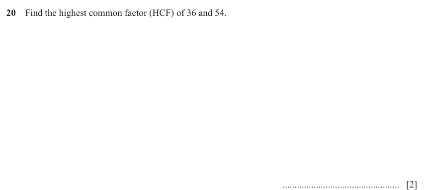 IGCSE Mathematics 0580 May/June 2025 Paper 13 Question 20 – Numbers, The four rules, 2 marks