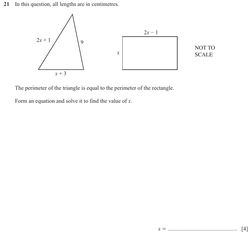 IGCSE 0580 Jun 2025 Paper 13 Question 21 — Perimeter, Area and Volume (Core, 4 marks)