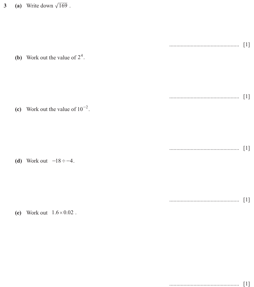 IGCSE Mathematics 0580 May/June 2025 Paper 13 Question 3 – Numbers, The four rules, 5 marks