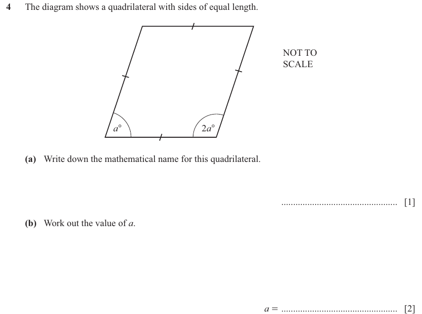 IGCSE Mathematics 0580 May/June 2025 Paper 13 Question 4 – Geometry, Geometrical terms and vocabulary, 3 marks