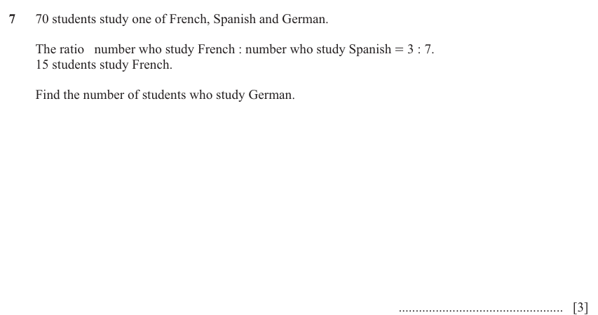 IGCSE 0580 Jun 2025 Paper 13 Question 7 — Ratio and proportion (Core, 3 marks)